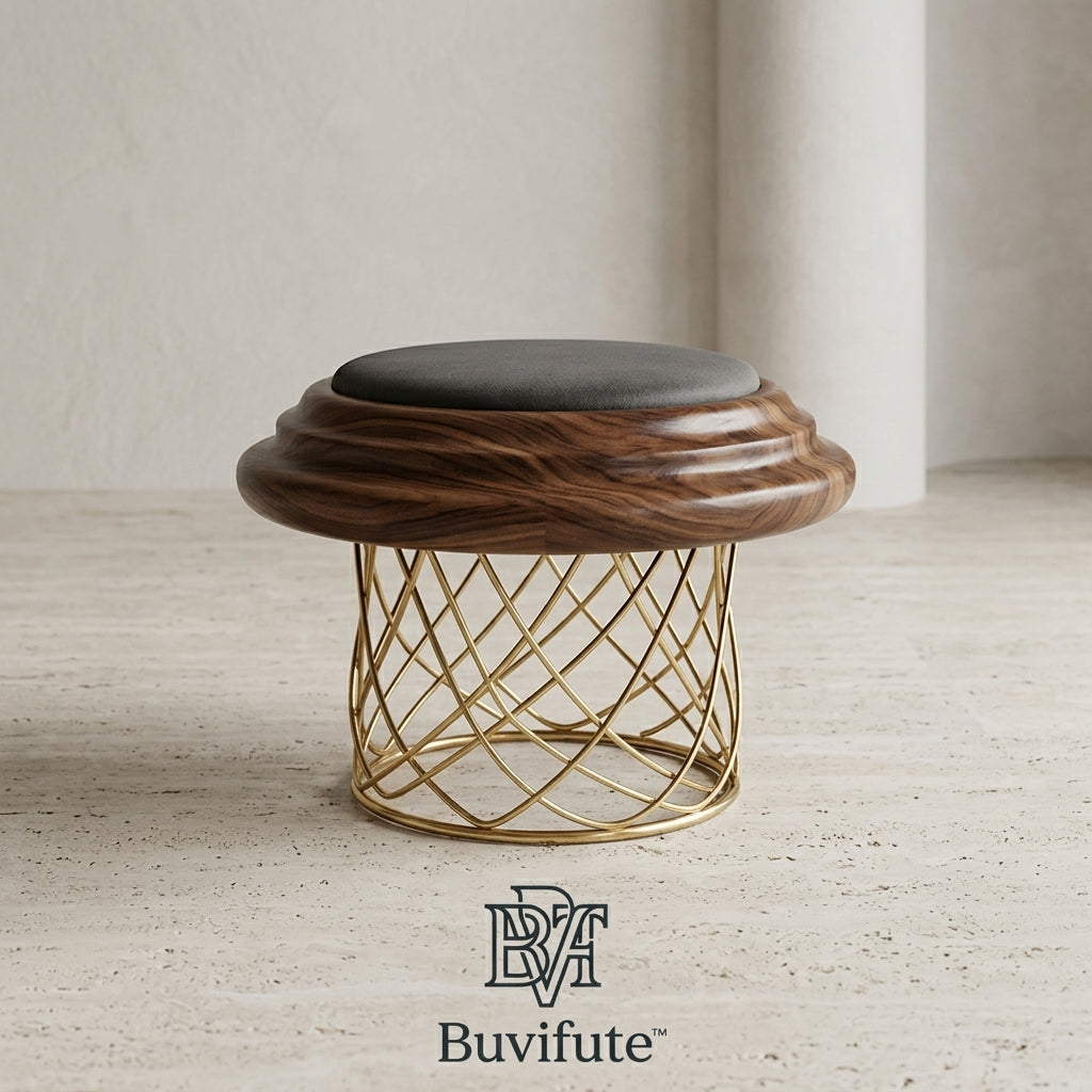 Buvifute™ Walnut Luxe Accent Stool