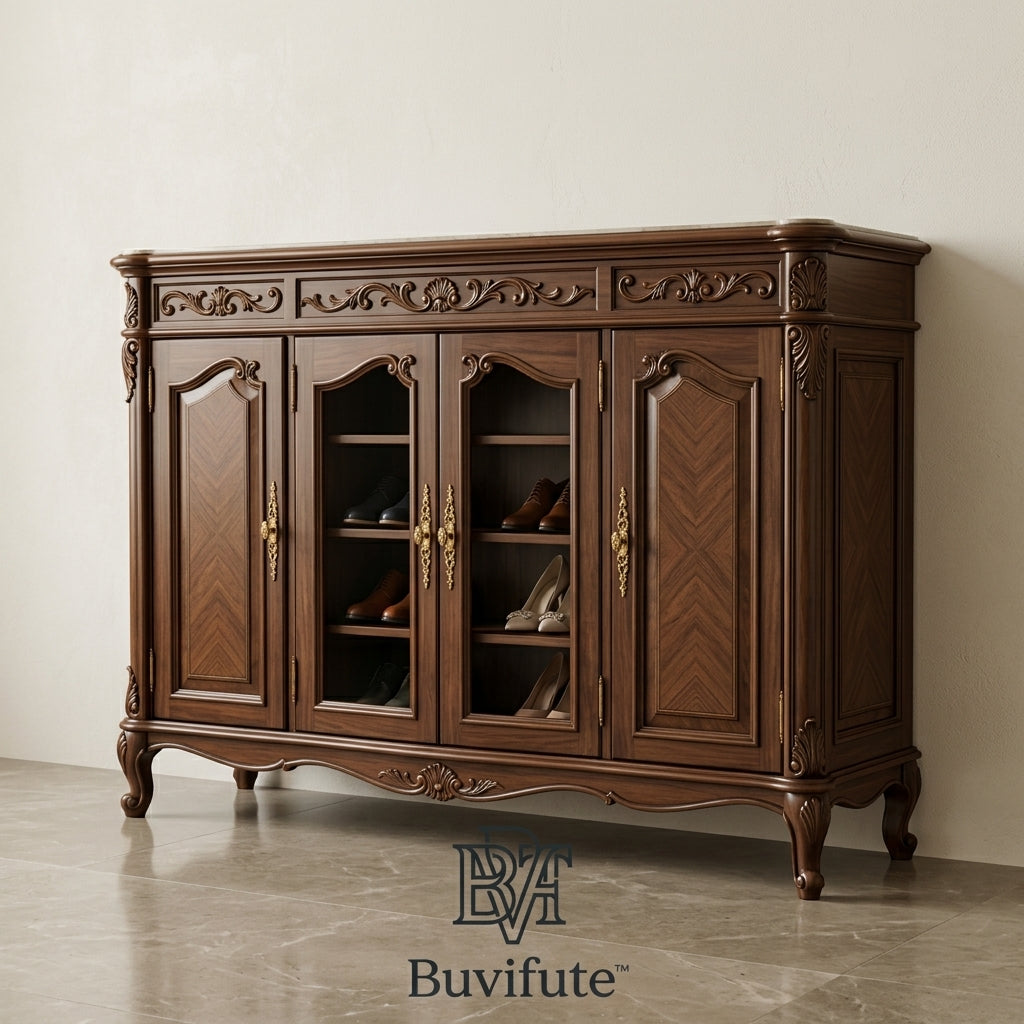 Buvifute™ Vintage Walnut Storage Cabinet