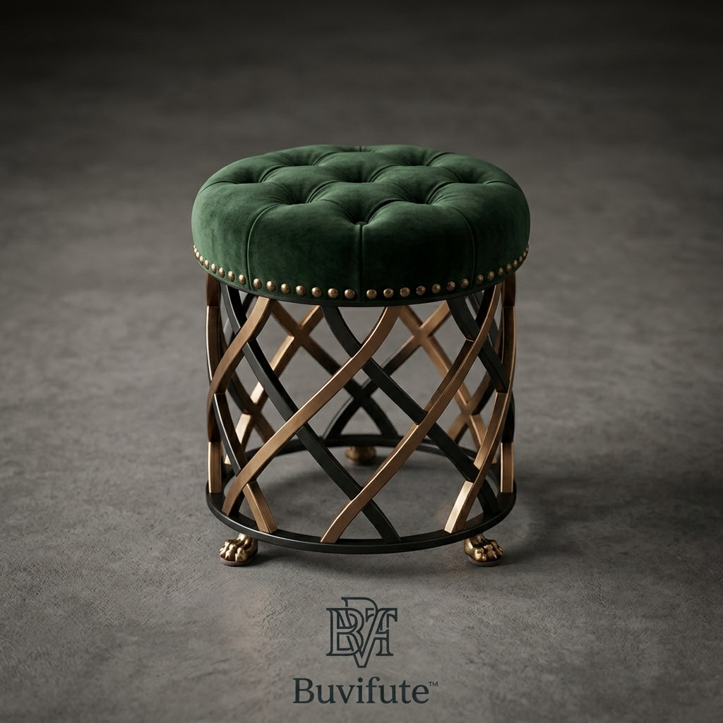 Buvifute™ Emerald Velvet Accent Stool
